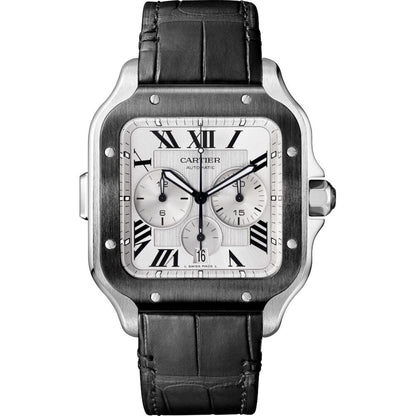 Cartier Santos Chronograph Black Bezel 43.3 MM