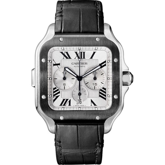 Cartier Santos Chronograph Black Bezel 43.3 MM