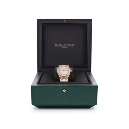 Audemars Piguet Royal Oak 77451OR.ZZ.1361OR.03 'Ladies' Rose Gold Silver Dial Diamond Bezel 34 MM