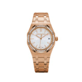 Audemars Piguet Royal Oak 77451OR.ZZ.1361OR.03 'Ladies' Rose Gold Silver Dial Diamond Bezel 34 MM