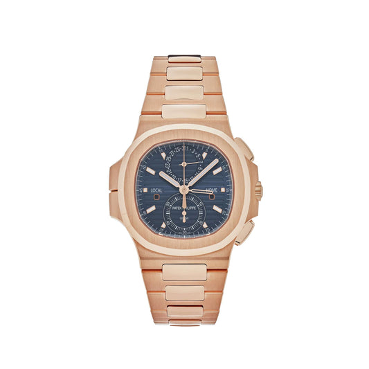 Patek Philippe Nautilus 3285 V3 – 5990/1R-001 Travel Time Flyback Chronograph Rose Gold Blue Dial (2025) 40.5 MM