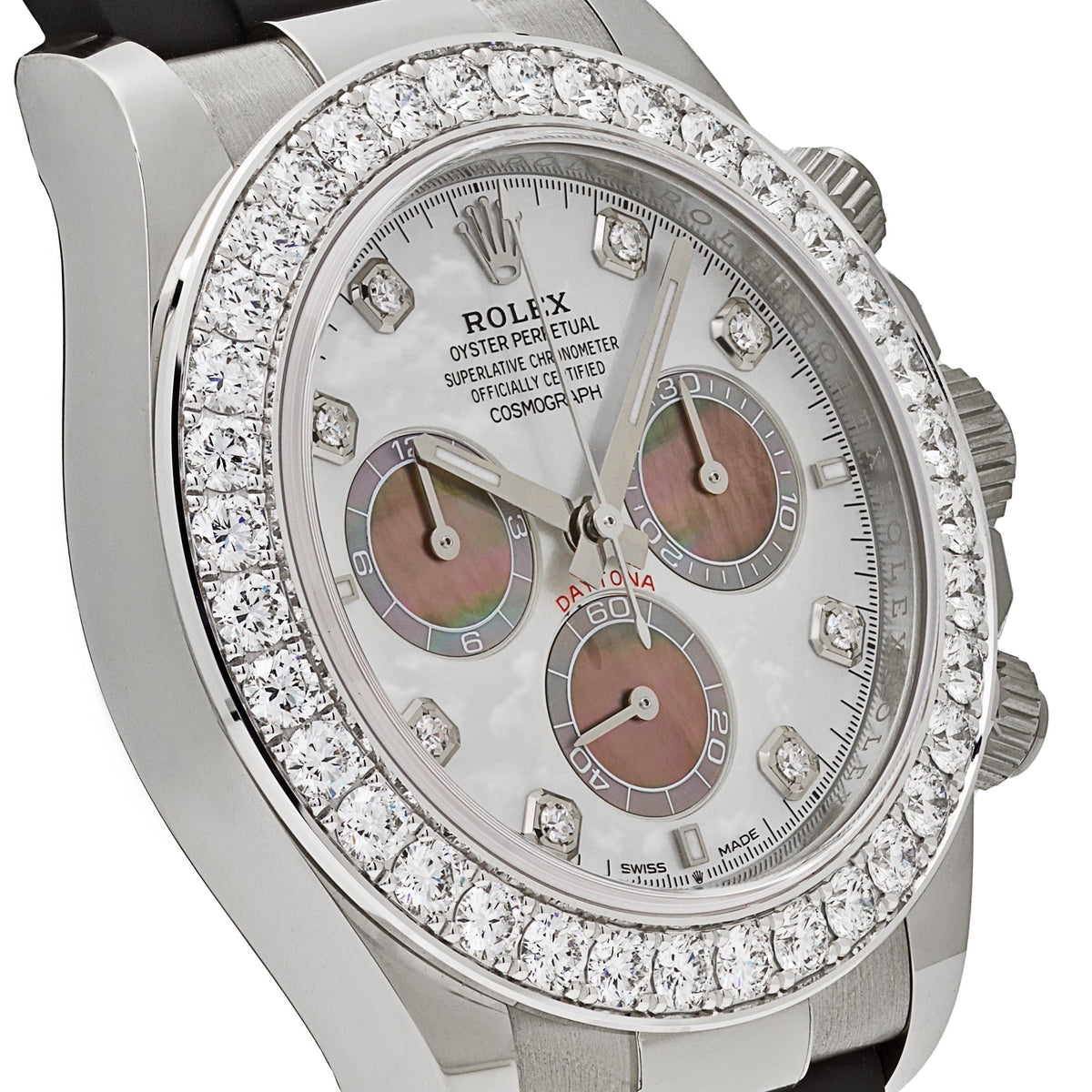 Rolex Daytona 126589RBR White Gold Diamond Mother of Pearl Dial Diamond Bezel 40 MM